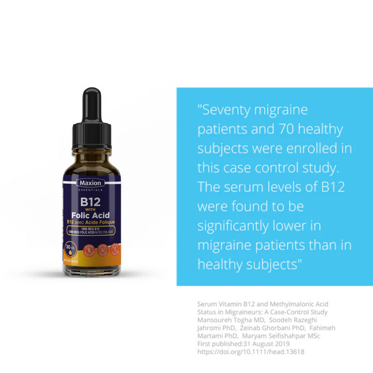 Study finds people with Migraine found to have significantly lower levels of B12
