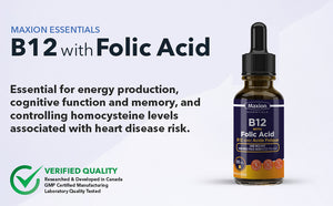 Max Vitamin B12 with Folic Acid - Essential for Energy Production and Improved Memory