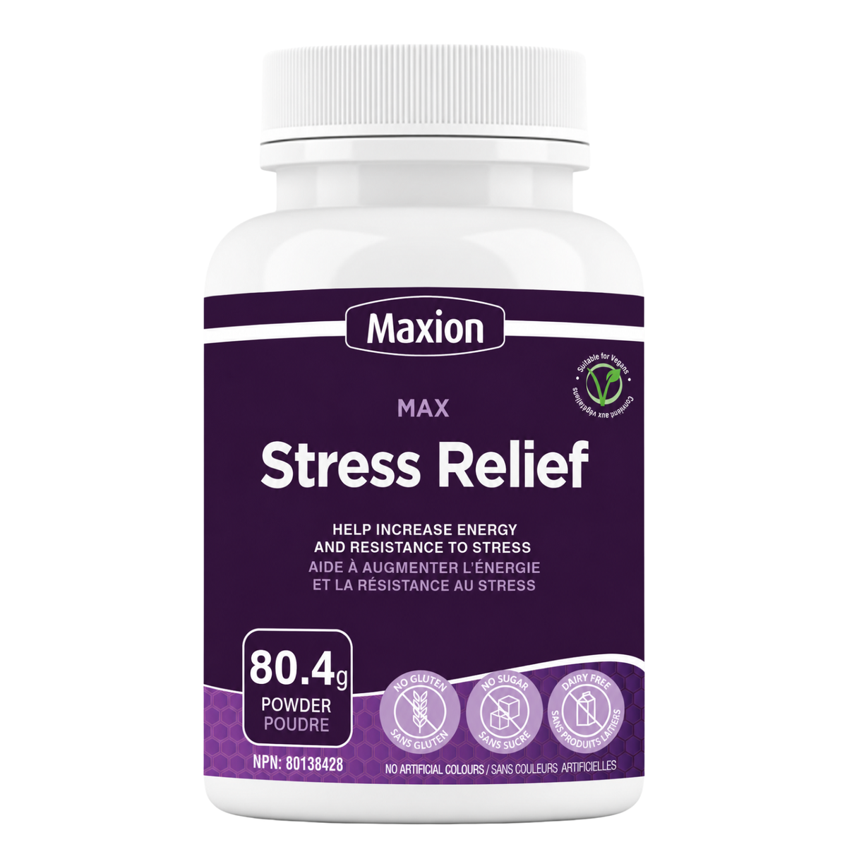 Maxion Stress Relief, 80.4g Powder with Lion's Mane, Maitake, Reishi and Cordyceps to Help Increase Energy and Resistance to Stress