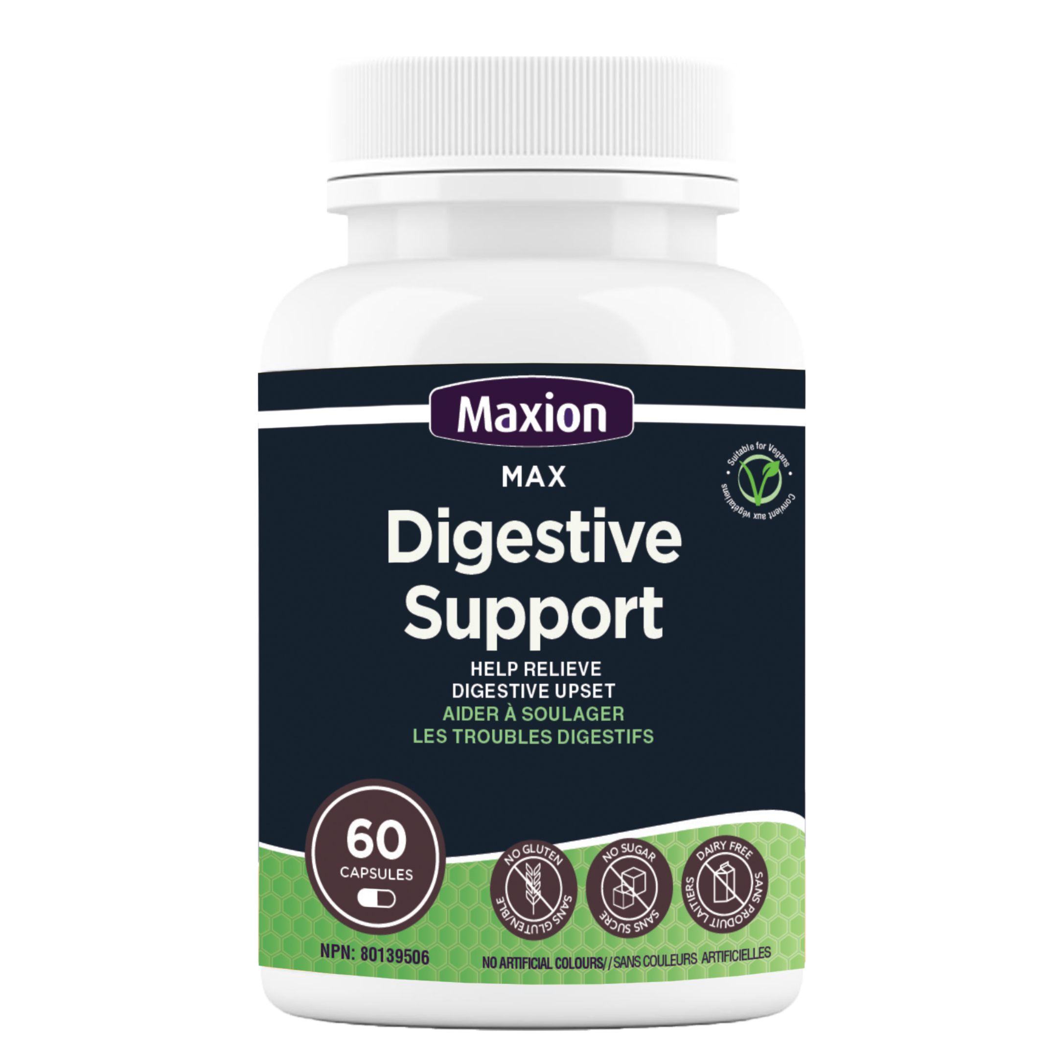 Maxion Digestive Support, 60 Capsules with Ginger, Peppermint and Sweet Fennel to Help Relieve Digestive Upset