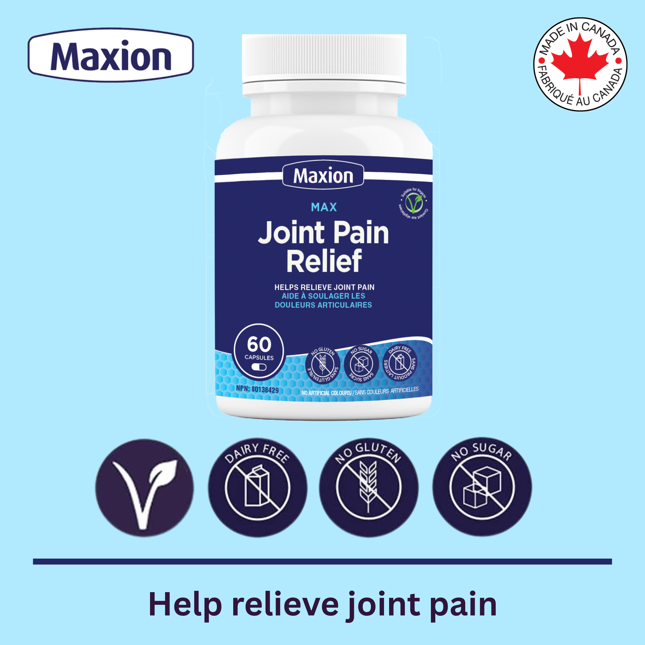 Maxion Joint Pain Relief, 60 Capsules with Turmeric to Help Relieve Joint Pain