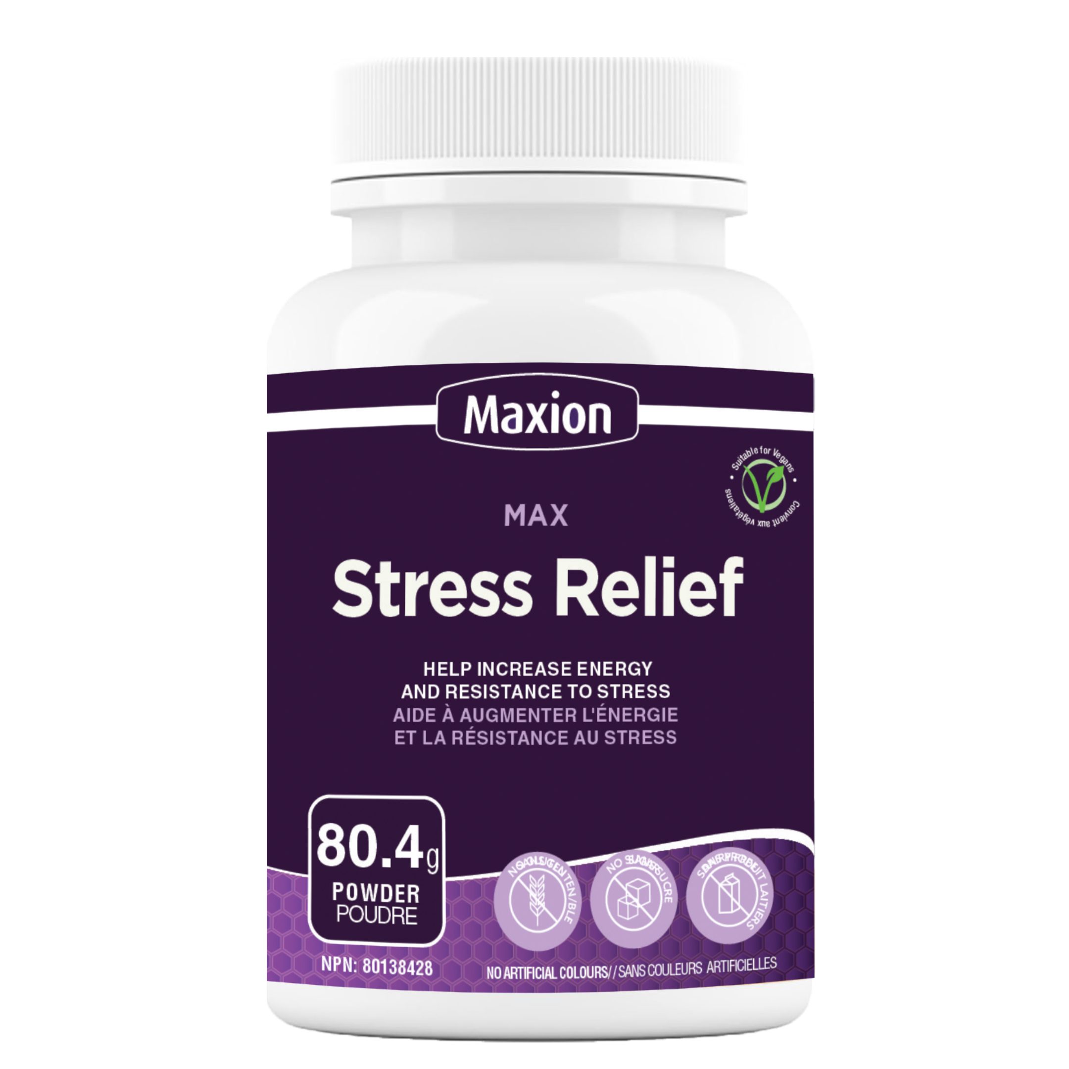 Maxion Stress Relief, 80.4g Powder with Lion's Mane, Maitake, Reishi and Cordyceps to Help Increase Energy and Resistance to Stress