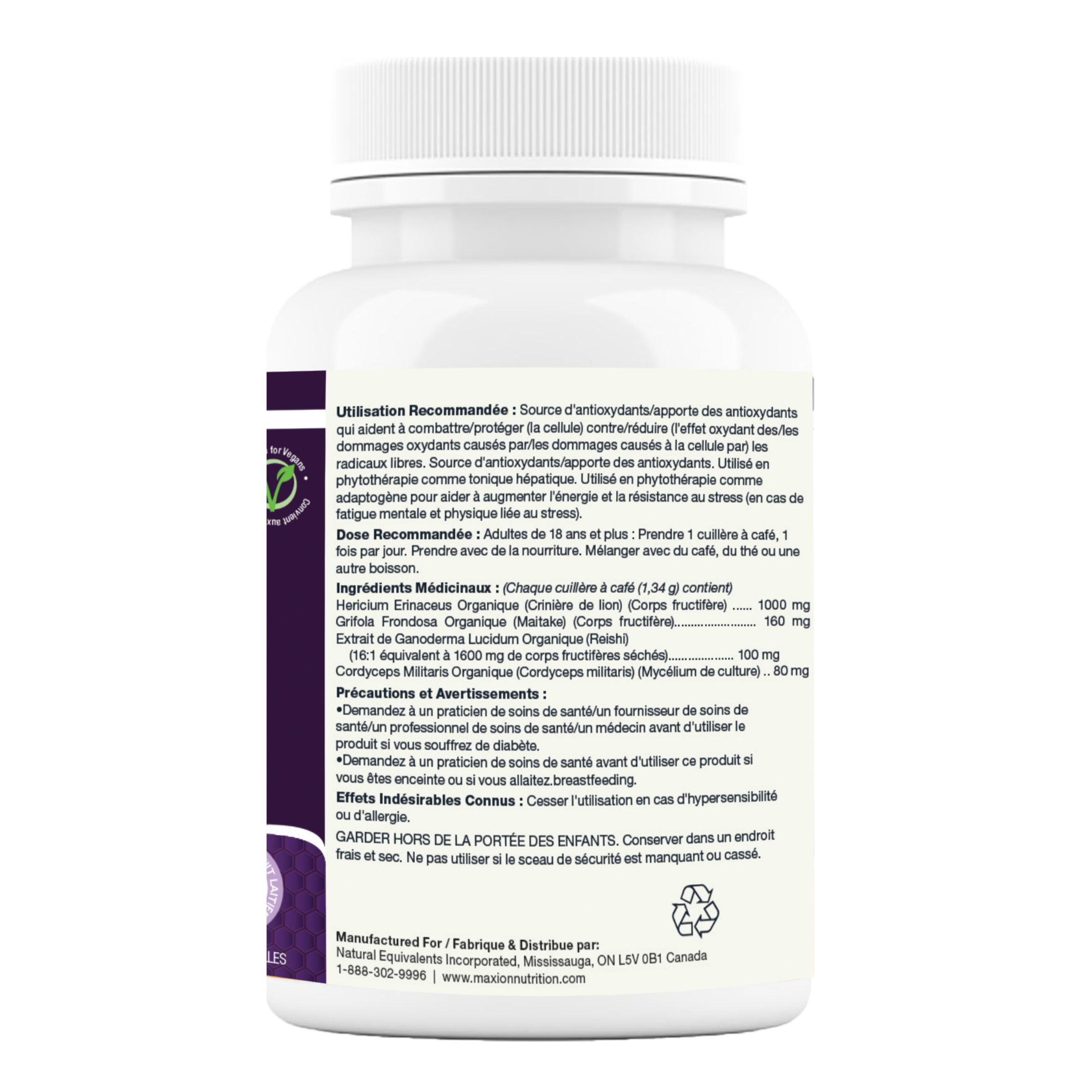 Maxion Stress Relief, 80.4g Powder with Lion's Mane, Maitake, Reishi and Cordyceps to Help Increase Energy and Resistance to Stress