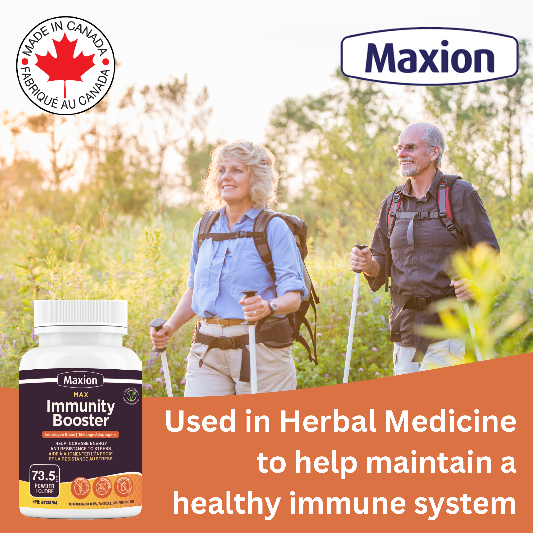 Maxion Immunity Booster, 73.5g Powder with Astragalus, Reishi, Lion's Mane and Chaga to Help Increase Energy and Resistance to Stress