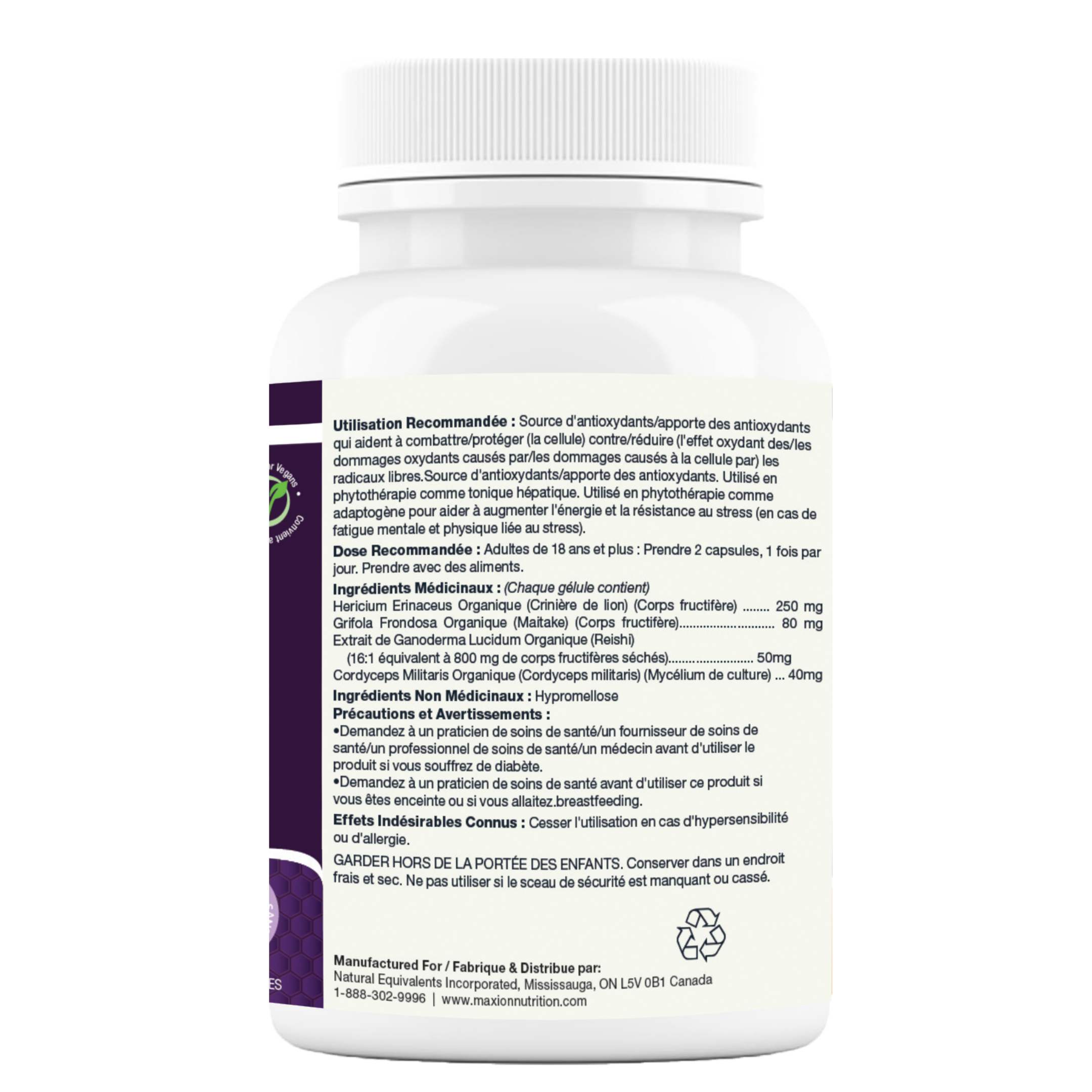 Maxion Stress Relief, 60 Capsules with Lion's Mane, Maitake, Reishi and Cordyceps to Help Increase Energy and Resistance to Stress