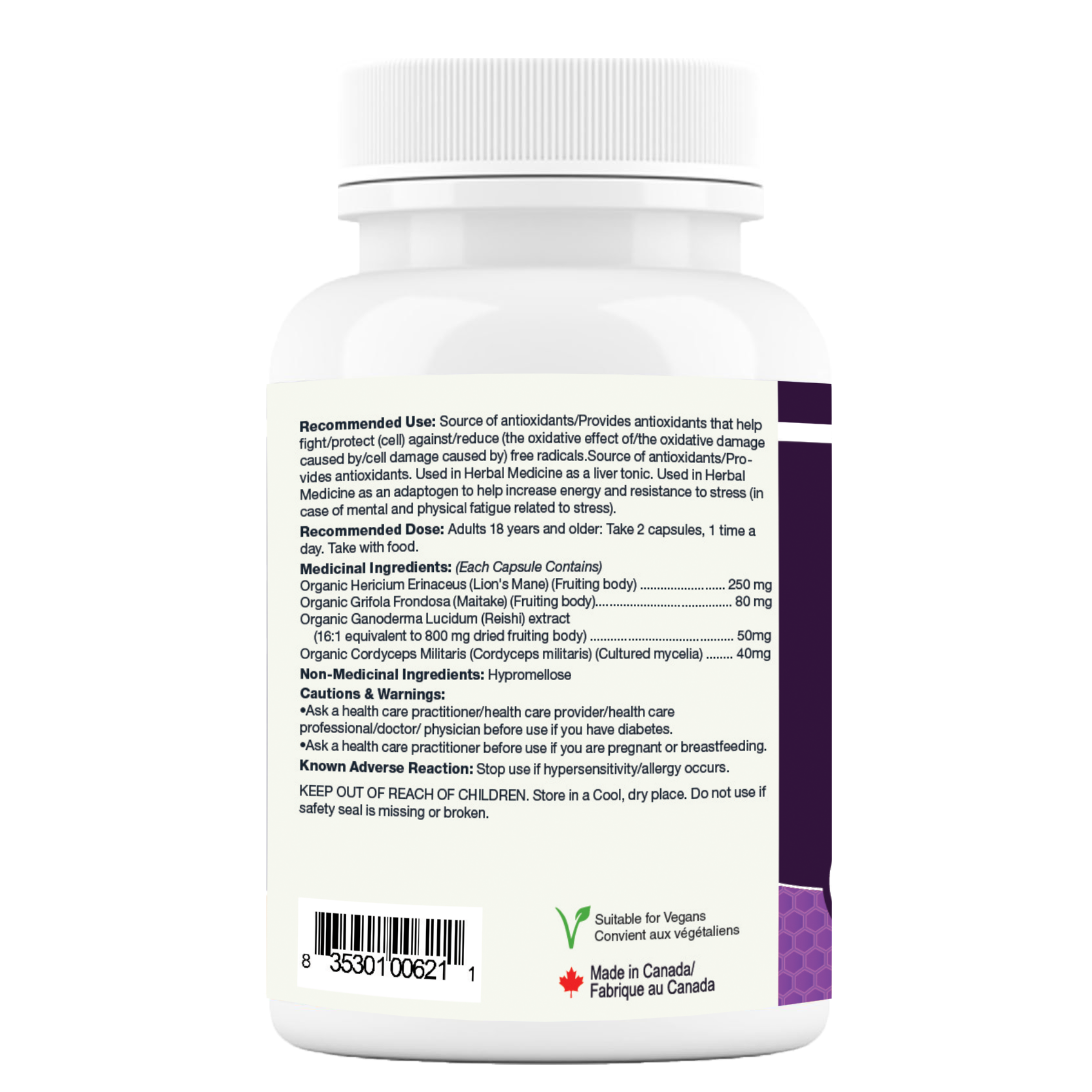 Maxion Stress Relief, 60 Capsules with Lion's Mane, Maitake, Reishi and Cordyceps to Help Increase Energy and Resistance to Stress