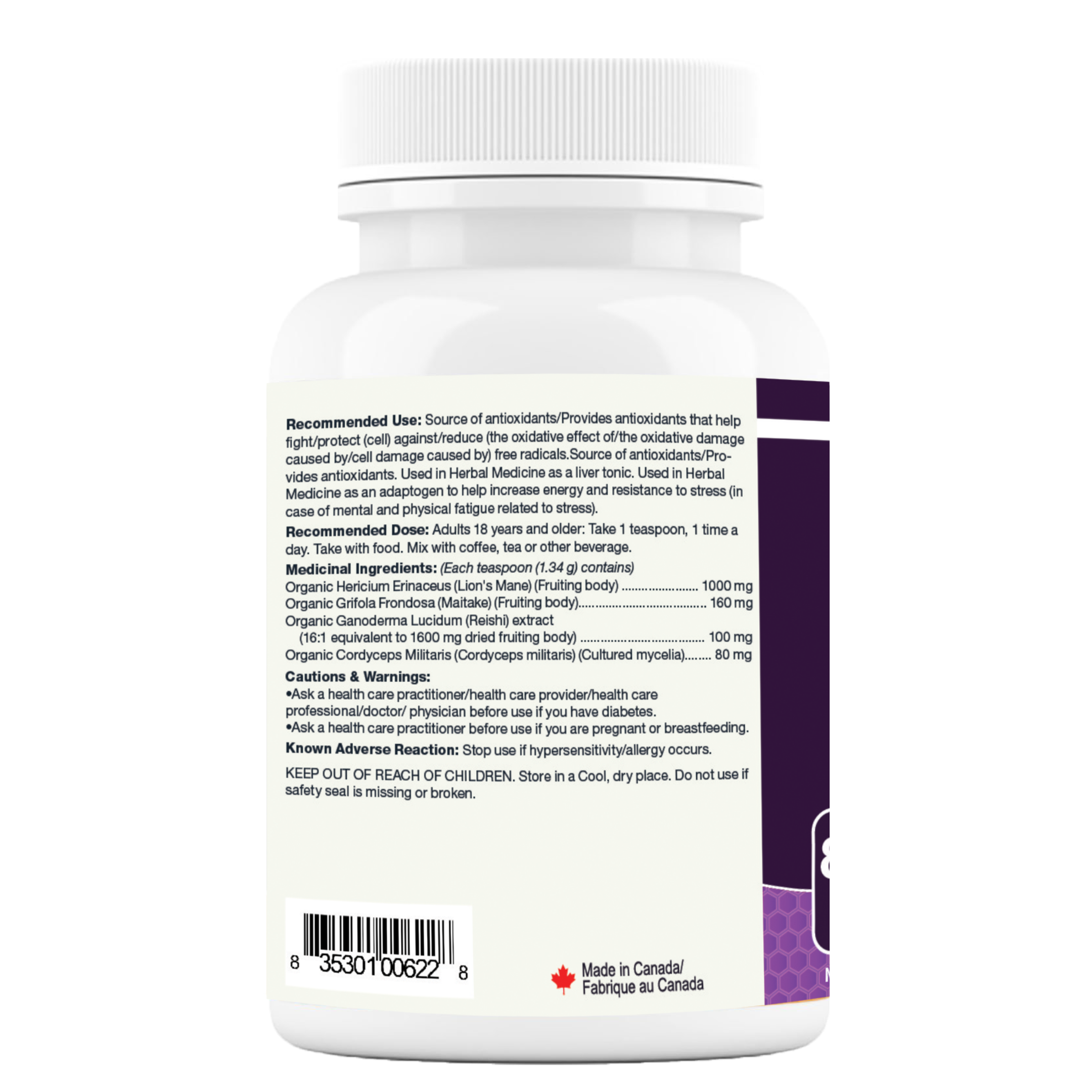 Maxion Stress Relief, 80.4g Powder with Lion's Mane, Maitake, Reishi and Cordyceps to Help Increase Energy and Resistance to Stress