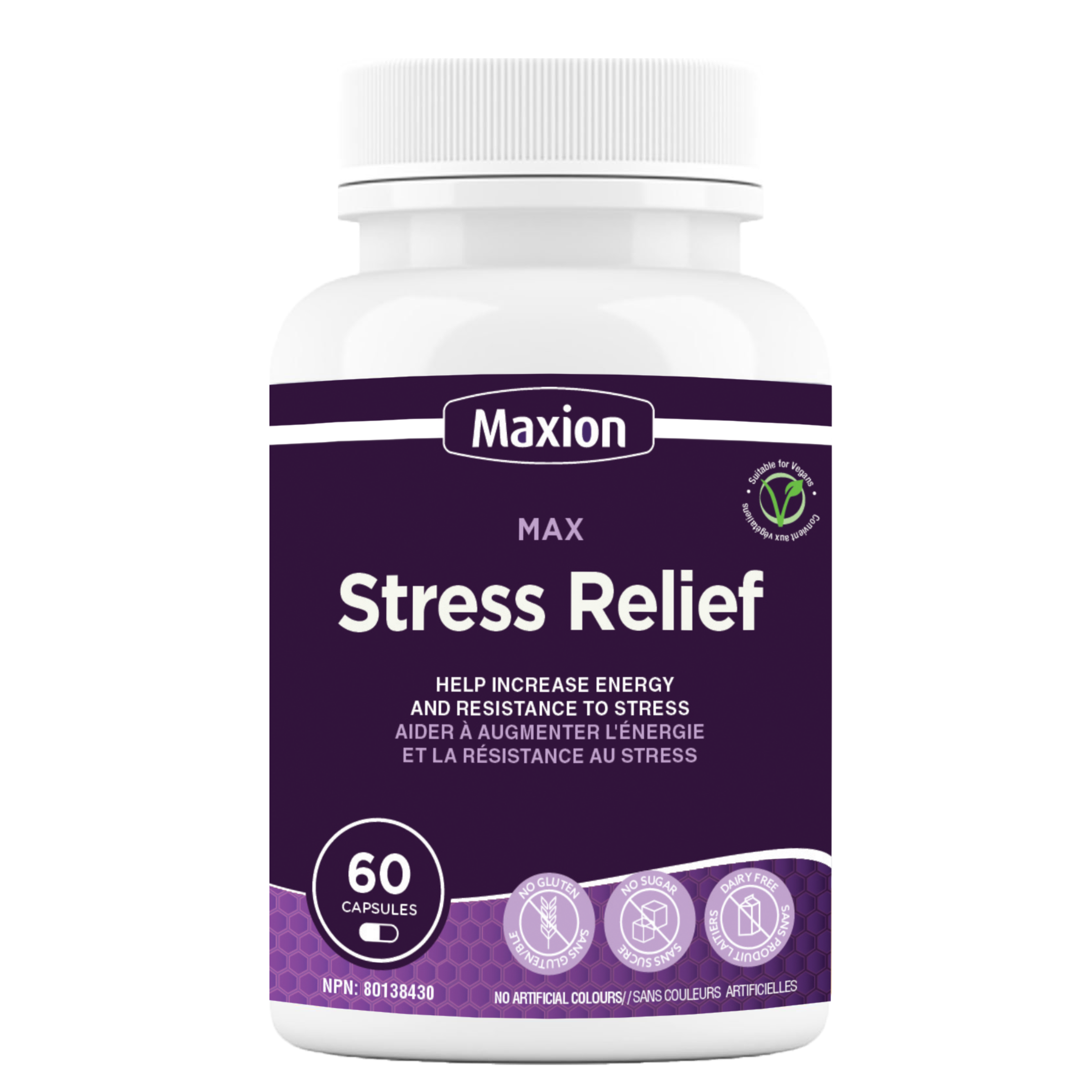 Maxion Stress Relief, 60 Capsules with Lion's Mane, Maitake, Reishi and Cordyceps to Help Increase Energy and Resistance to Stress