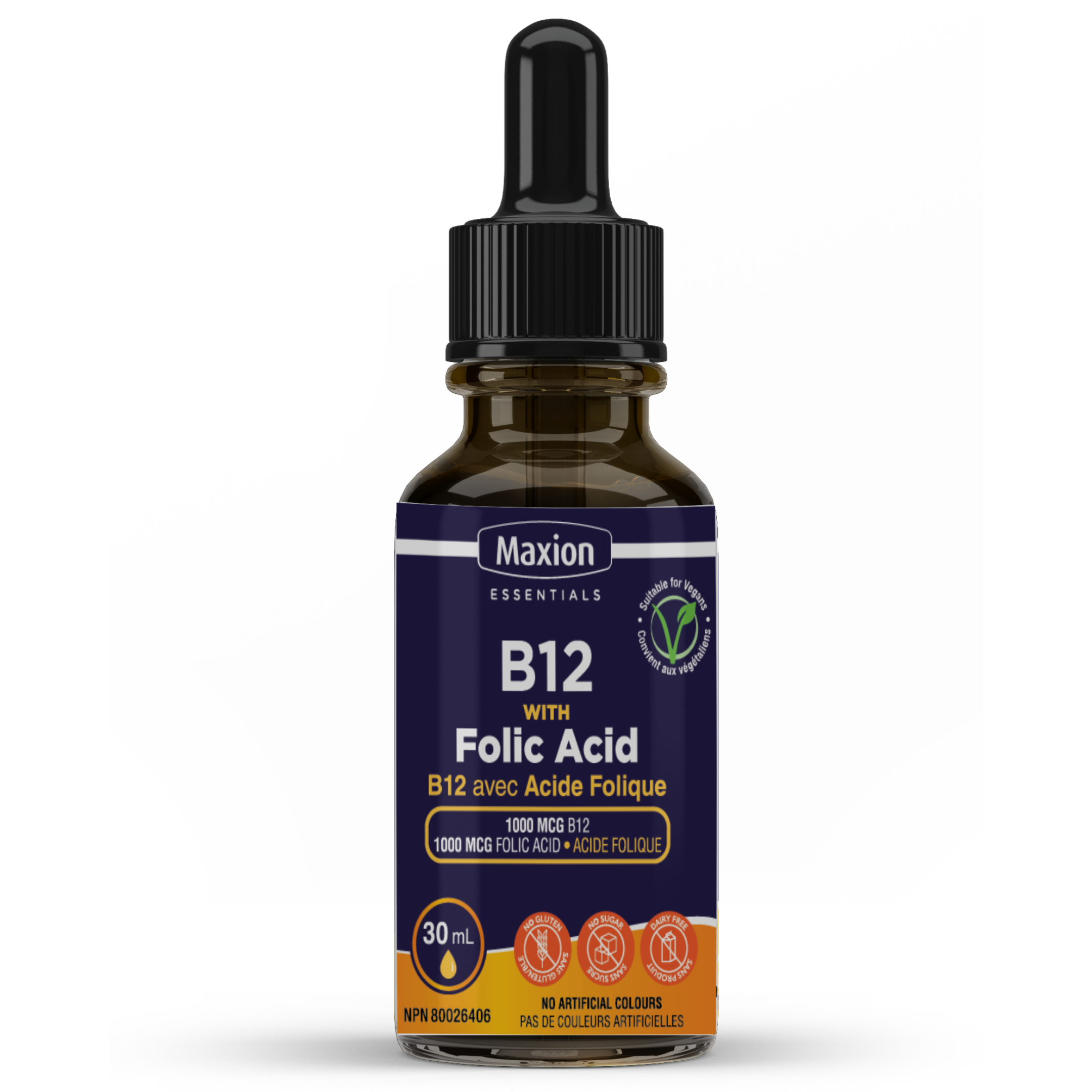 Max Vitamin B12 with Folic Acid - Essential for Energy Production and Improved Memory