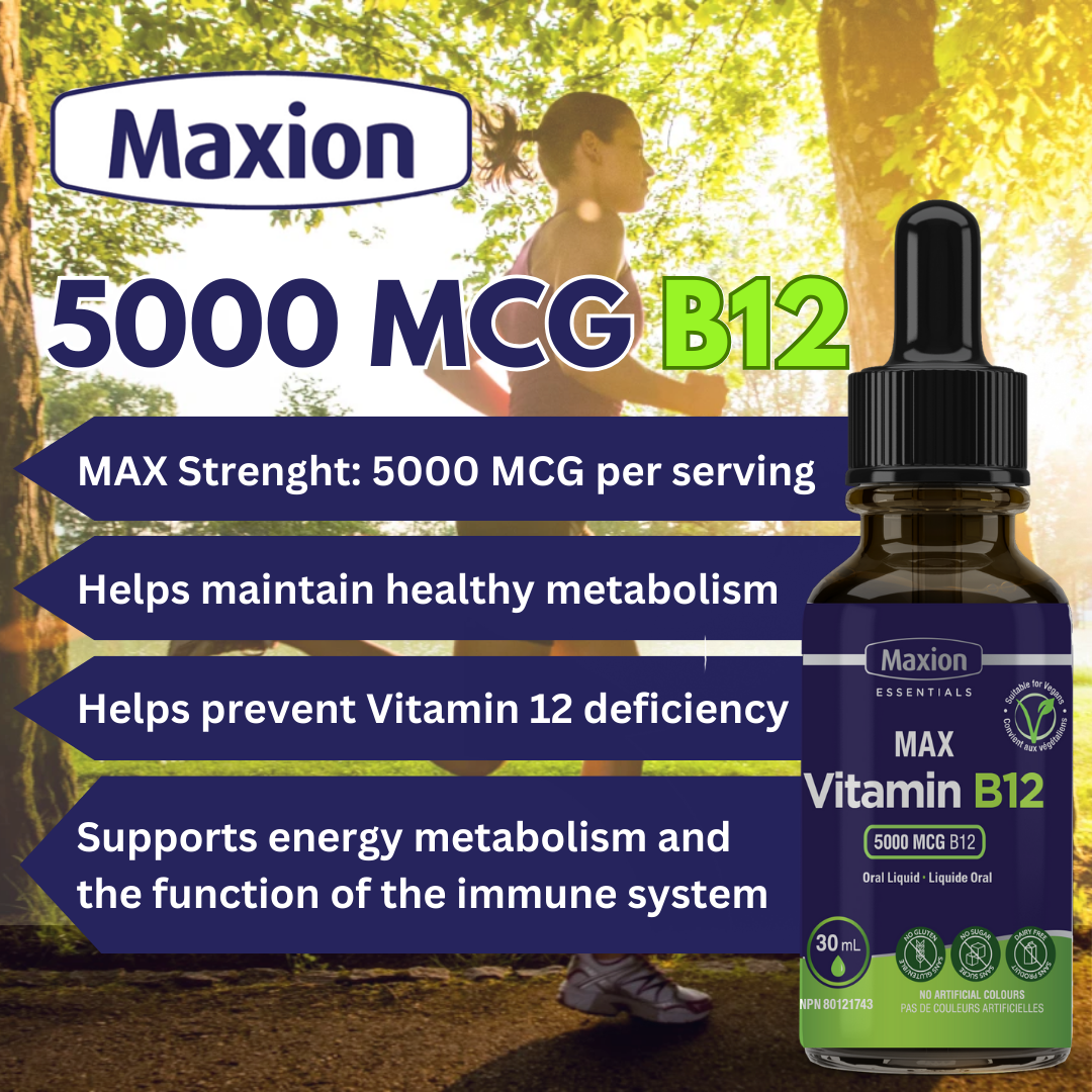 MAX Vitamin B12 5000 mcg - Essential for energy production and memory improvement