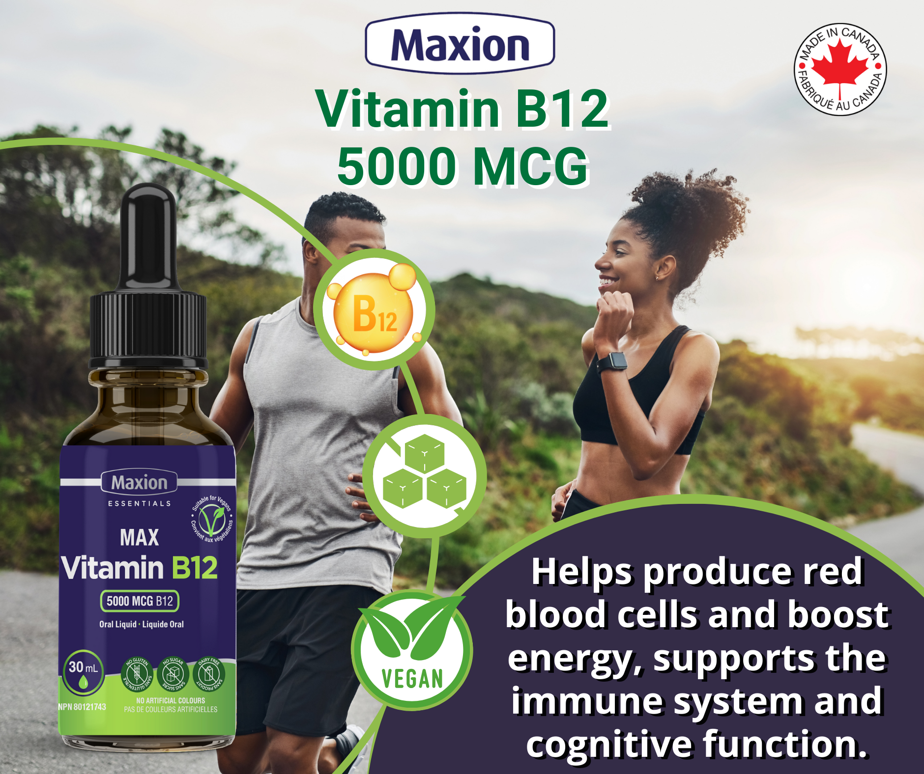 MAX Vitamin B12 5000 mcg - Essential for energy production and memory improvement
