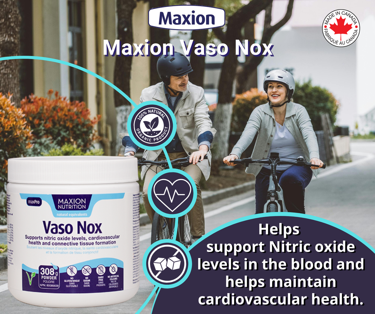 Max Vaso Nox - Prend en charge les niveaux d'oxyde nitrique et la production d'oxyde nitrique