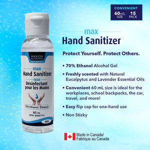 15 Pack of Hand Sanitizer Ethyl 70%  Travel Size 60 ml