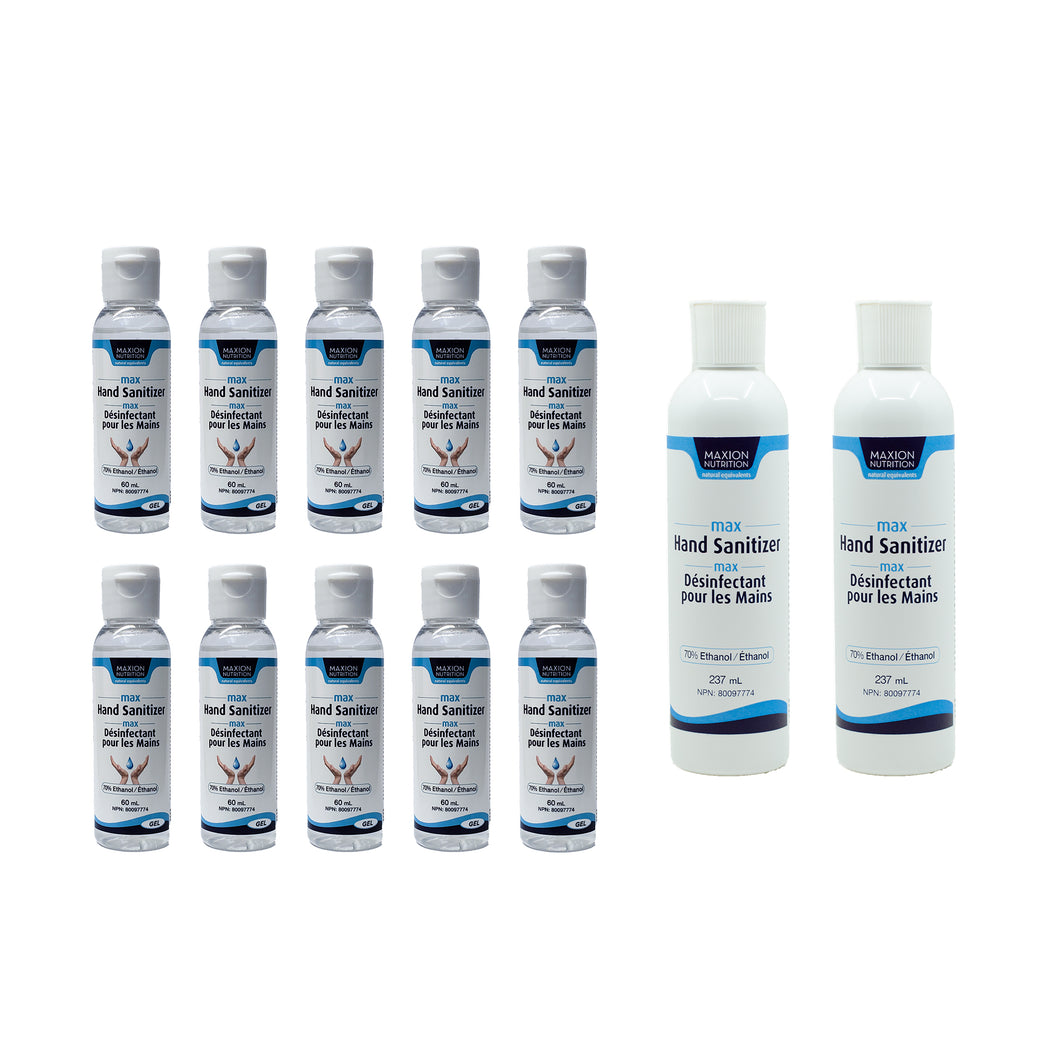 10 x 60mL + 2 x 237mL Bundle of Hand Sanitizer Ethyl 70%