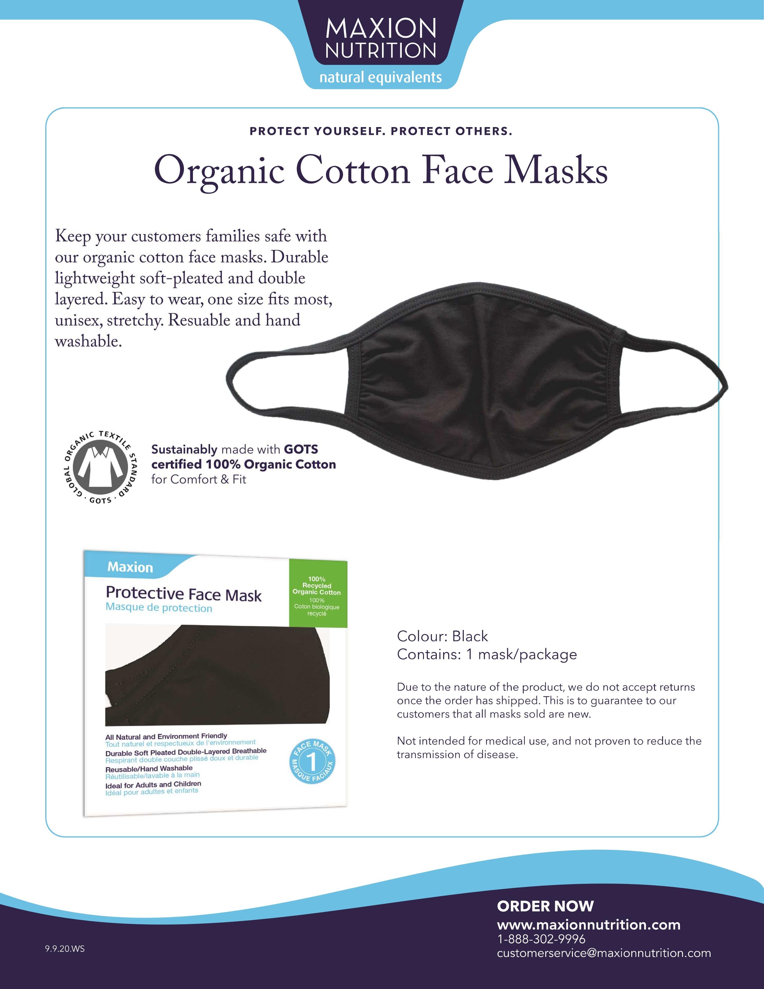 Organic Cotton Face Masks - Recycled Fabric, Eco-Friendly, Biodegradable